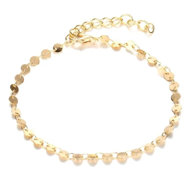 Anklets Classic Women Anklet Bracelet Foot Jewelry Gold Color Chain Simple Brand Design Fashion For Girl Gift278U