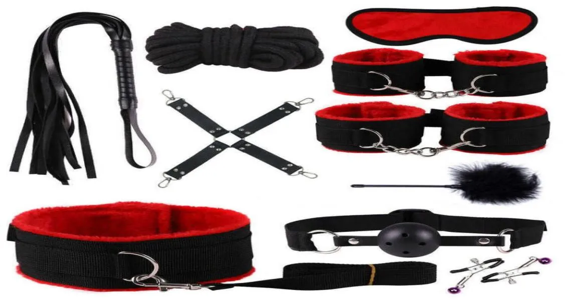 10pcs BDSM Dorosły Sex Zabawy Pluszowe ręka S Pasek Bata Rope Seksowne łóżko Ograniczenia Bandaż Pary Sex Toys Sexy Zabawy dla dorosłych Zestawy x06215746139