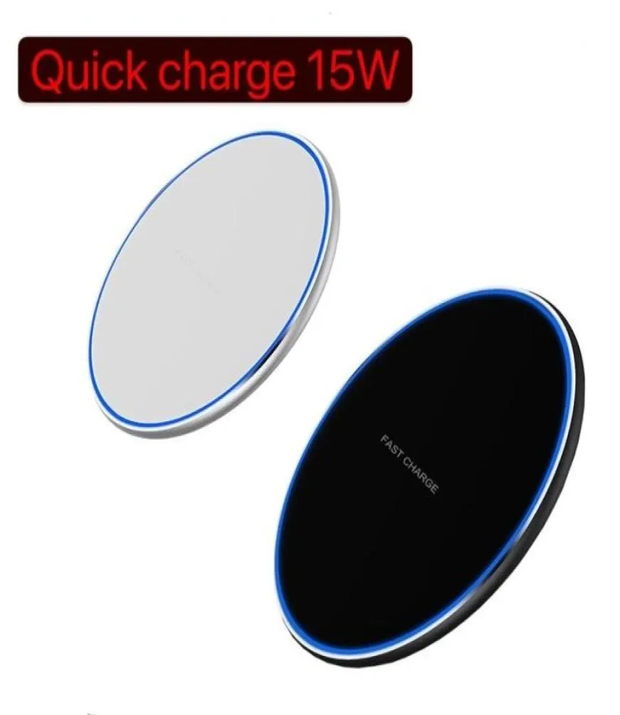 LED -lampan 15W Fast Wireless Charger för telefon 11 Pro XS Max XR X 8 Plus Samsung S10 S9 S8 S7 Edge Note 10 USB QI Laddning Pad With3535456