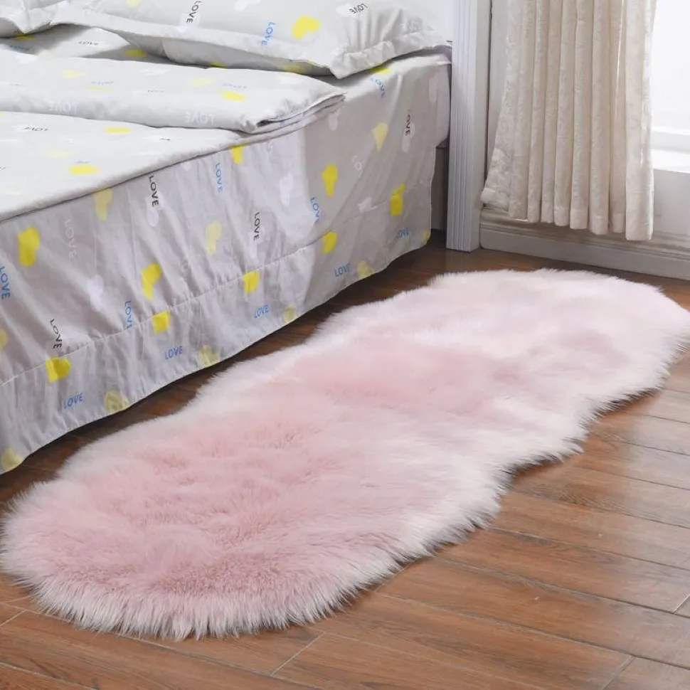 Tapis de sol en peluche pour salon, chambre d'enfant, fausse fourrure, solide, moelleux, doux, à poils longs, en peau de mouton artificielle, Hairy285e