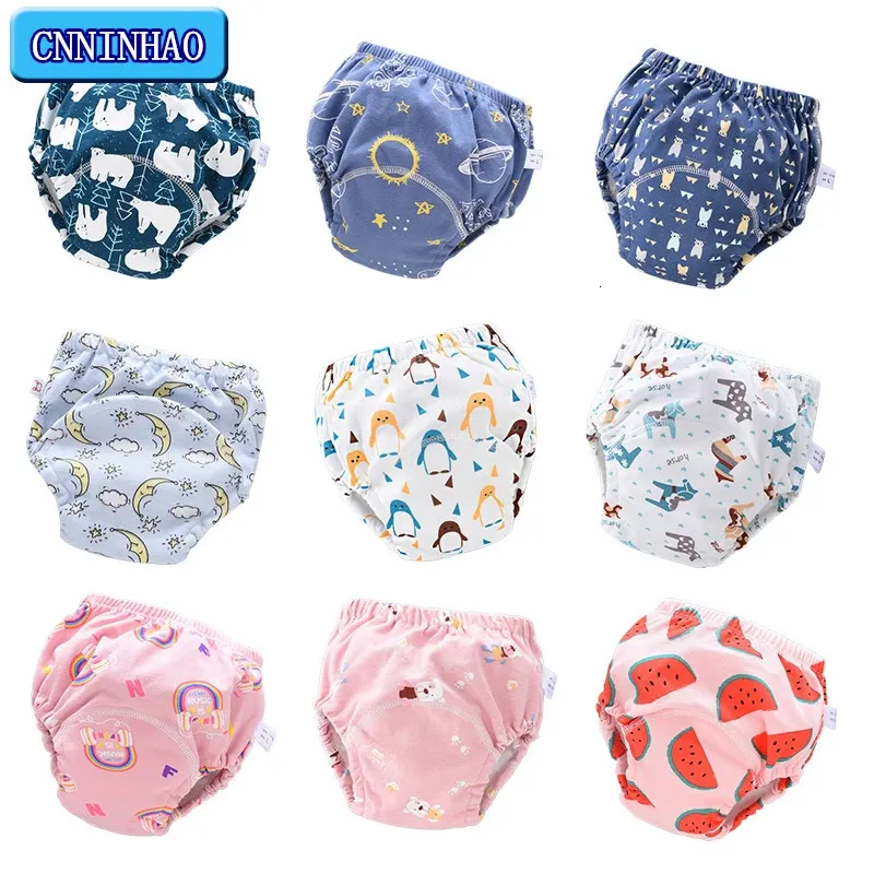 Baby Reusable Diapers Panties Potty Training Pants For Children Ecological Cloth Diaper Cotton born Washable 6 Layers Nappies 240304