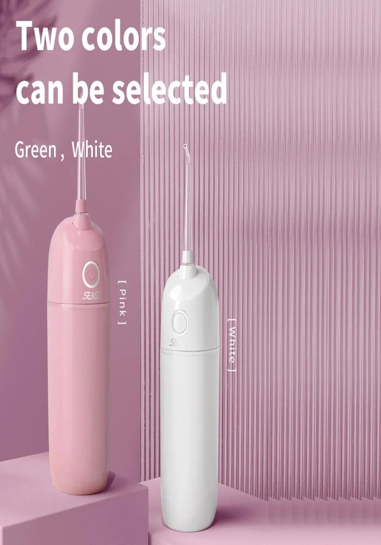 Seago Portable Oral Irrigator Dental Water Flosser USB Rechargeable 5 Jet Nozzles 190ML Vacuum Tank Waterproof Teeth Cleaner5006202