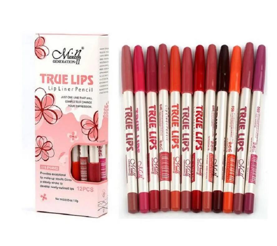 MN MENOW Brand Make Up True Lips 12COLOR LIPPER LIPIL Pencil Waterproof Professional Lip Liner Strumenti cosmetici 12 pezzi Set9583625