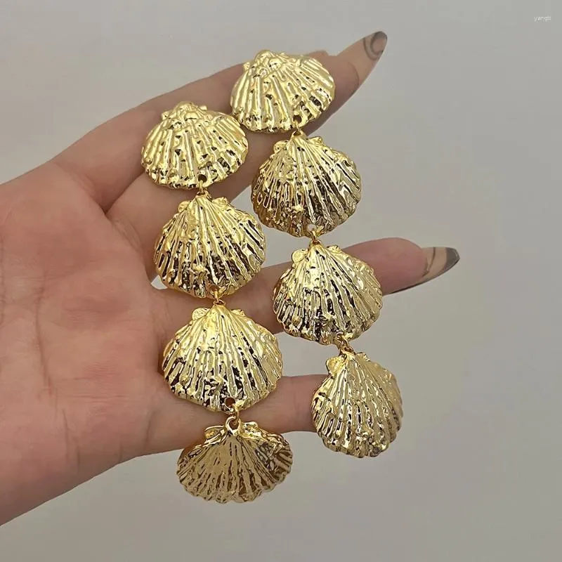 Dangle Oorbellen AENSOA Onregelmatige Zware Shell Metalen Lange Drop Voor Vrouwen Vintage Mode-sieraden Trendy Verklaring Grote Gift