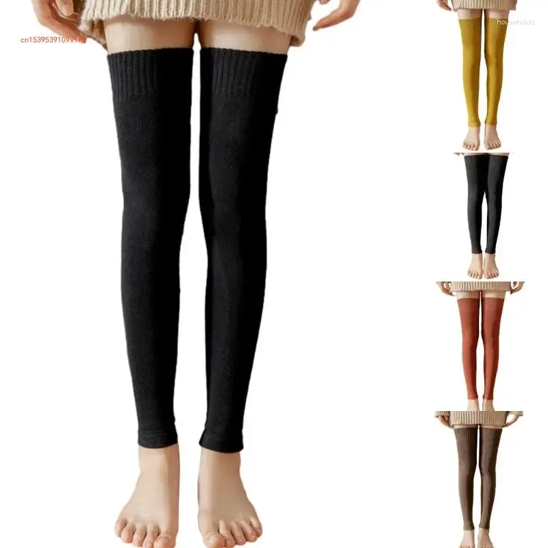 Chaussettes d'hiver pour femmes, au dessus du genou, hautes et longues, jambières, sans pieds, en tricot, cuissardes, bas