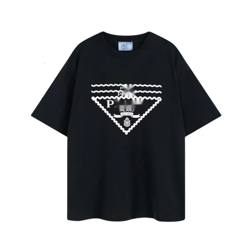Damen-T-Shirt, Designer-Damen-T-Shirt in Originalqualität, Dreieck-Druck, kurzärmelig, Rundhals-T-Shirt, Love Drop Shoulder, groß, locker