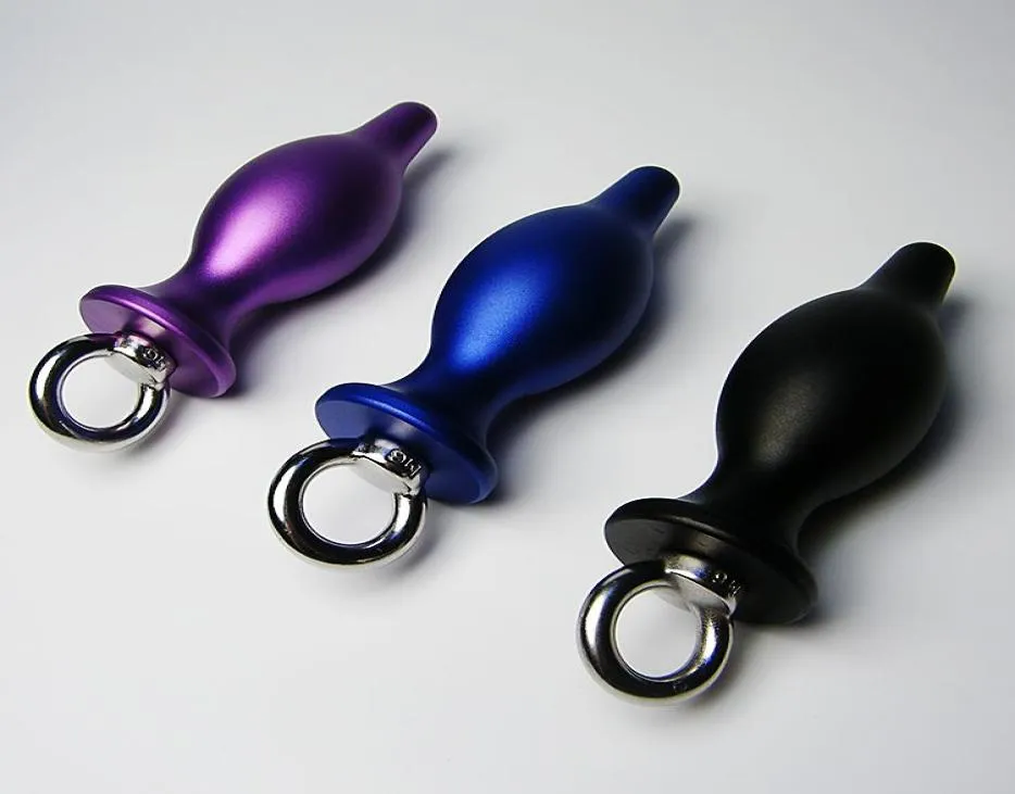 Nuovo design di alta qualità in alluminio butt plug giocattoli anali in metallo con anello rimovibile 1pz taglia piccola8715431