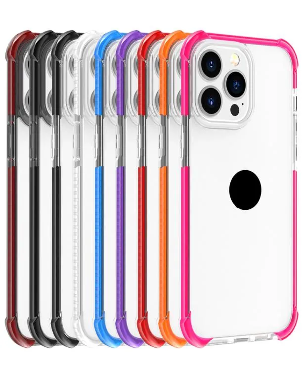 Call Phone Cases Transparent Double Couleur Acrylique TPU TPE Quatre Coins Antichute Protection Clear Back Cover pour Apple iPhone 14 Plus9152465