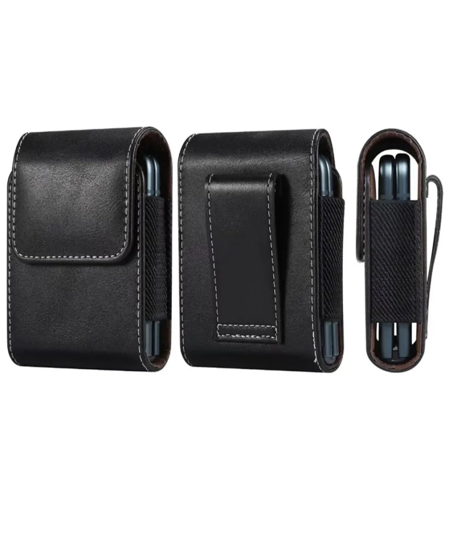 Universal Hip Leather Holster Case for Moto Motorola Razr 5G Samsung Galaxy Z Flip 3 Flip3 Många fällbara smarttelefon Sheep Grain B1806660