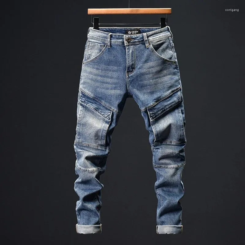 Jeans masculin moto de mode rétro rétro de personnalité décontractée design