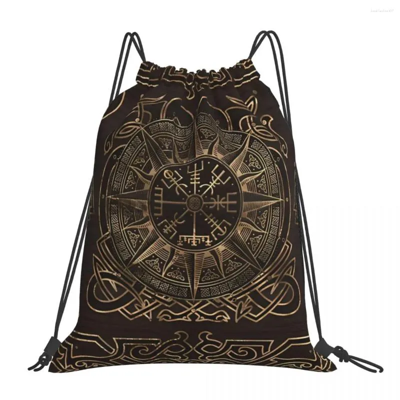 Sacs à provisions Vegvisir boussole ornement v-viking âge Cool Portable cordon équitation sac à dos chaussures de sport sacs à dos de stockage