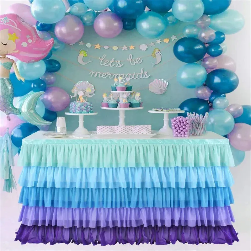 Arco-íris mesa saia bolo toalha de mesa utensílios de mesa chá de bebê decorações de festa de aniversário banquete casamento casa suprimentos 240307