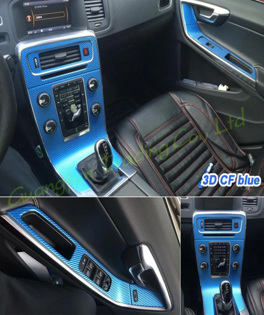 Interior Central Control Panel Door Handle 3D 5D Carbon Fiber Stickers Decals Car-styling Cover Parts Products Accessories For S60 V601850899