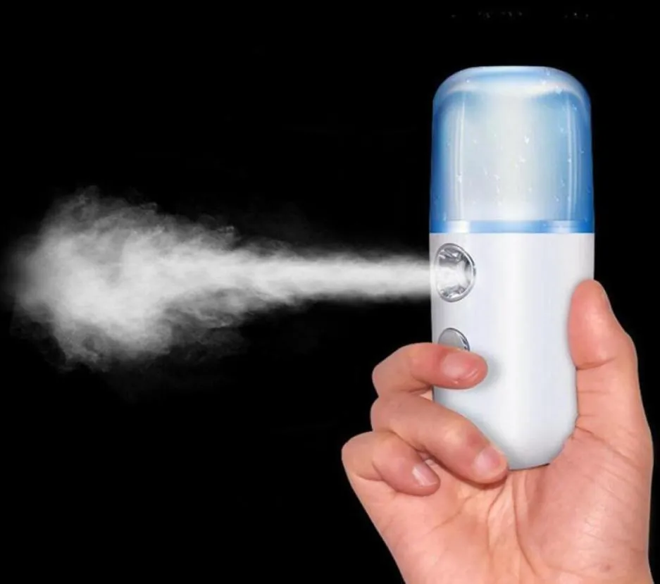 Portable Nano Mist Sprayer Mini USB uppladdningsbar ansikte Spray Ansikteångare luftfuktare Sprayer Bottle Care Tools 30 ml med Box6860228