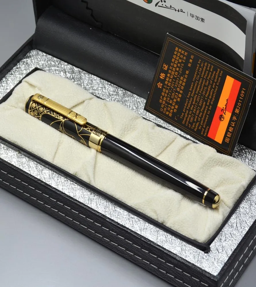 Luxe Picasso 902 Rollerball Uniek Zwart Goud Gegraveerd Zakelijke kantoorbenodigdheden Hoge kwaliteit Schrijfopties pen met doos p1396602