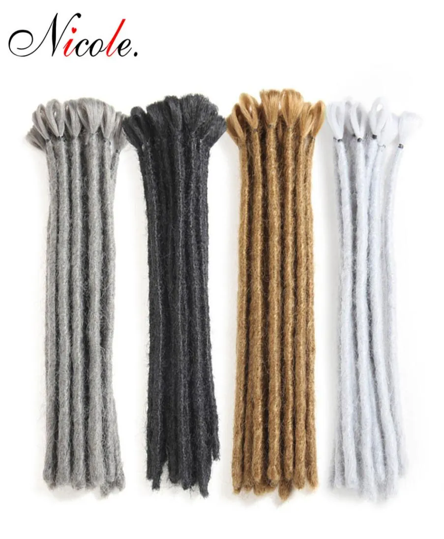 Nicole Dreads Handmade Dreadlocks Hair Extensions Black 1530cm Hair Hiphop Style Syledlock Extensions Synthetic Braiding Hair FO5673331