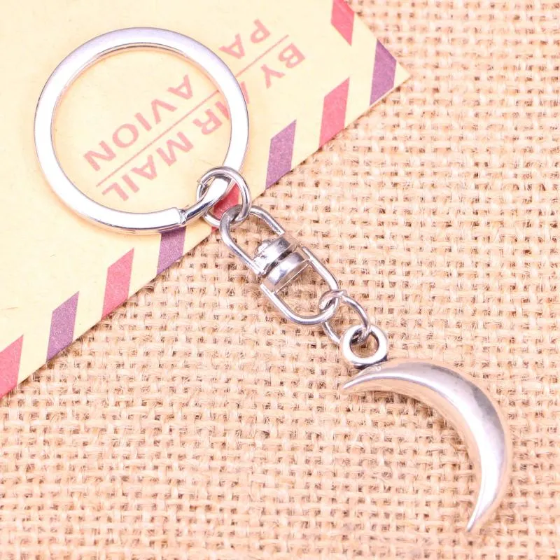 Porte-clés 20pcs mode porte-clés 31x14mm lune pendentifs bricolage hommes bijoux voiture porte-clés porte-anneau souvenir pour cadeau