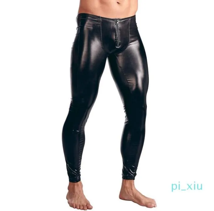 Herren-Lacklederhose, Reißverschluss, Ausbuchtungsbeutel, eng, glänzend, Leggings, Hose, Unterwäsche, Clubwear, Party, sexy Trikot, Kostüme, XM011302366881