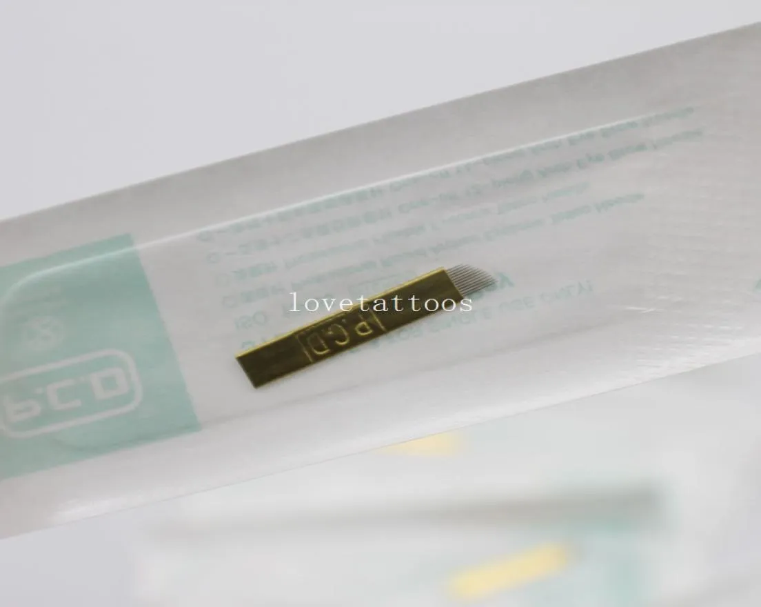 100 Uds PCD 12 Pin maquillaje permanente tatuaje de cejas Micro agujas de hoja para Microblading Pen Machine2373045