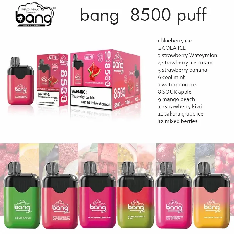Original Electronic Cigarette Bang box king Mini 8500 Puffs Disposable Vapes  Pen 18ml with 550mah Rechargeable BANG DE 8500 Vape Big Puffs MESH COIL ecig