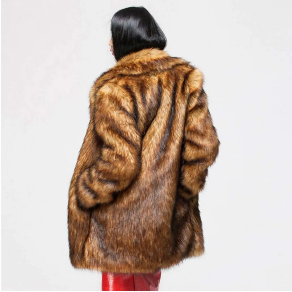 そして冬の新しい秋の女性の毛皮の模倣キツネの髪のミッドレングスコート厚くなった暖かいウィンドブレイカー大量8984