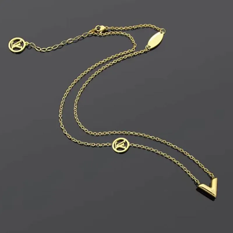 Luxury designer V Necklace Women Stainless Steel Gold Chain Necklaces Fashion Couple Jewelry Gifts for Woman Accessories Wholesale