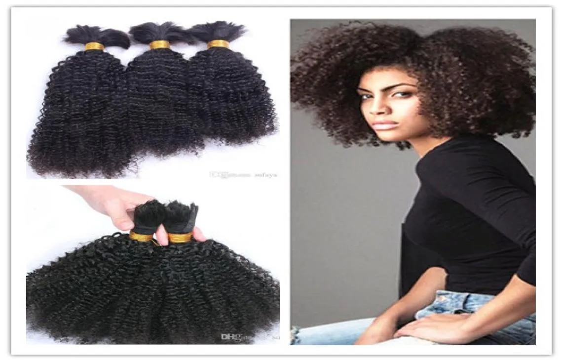 brazilian human virgin kinky curly full end hair bulk braiding hair extensions unprocessed curly natural black color human extensi5243323