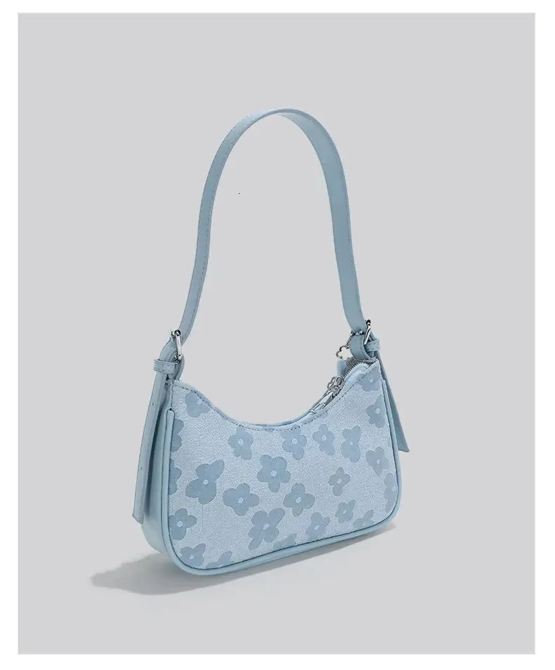 JIAERDI Floreale Borsa Del Progettista di Lusso Delle Donne Harajuku Catene Chic Denim Y2k Borsa Delle Signore Casual Dolce Fresco Bolso Mujer 240226