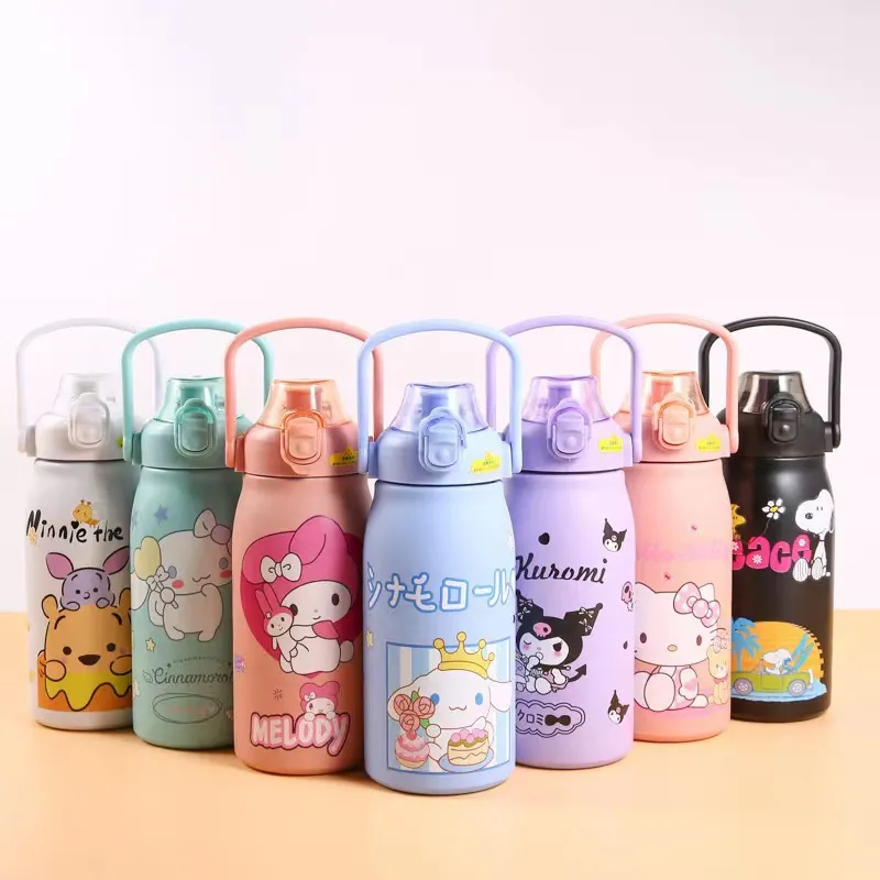 Kuromi Thermos Water Bottle Anime Kawaii My Melody Student Portable Wacuum Flask Insulated Water Cup Kid Gift