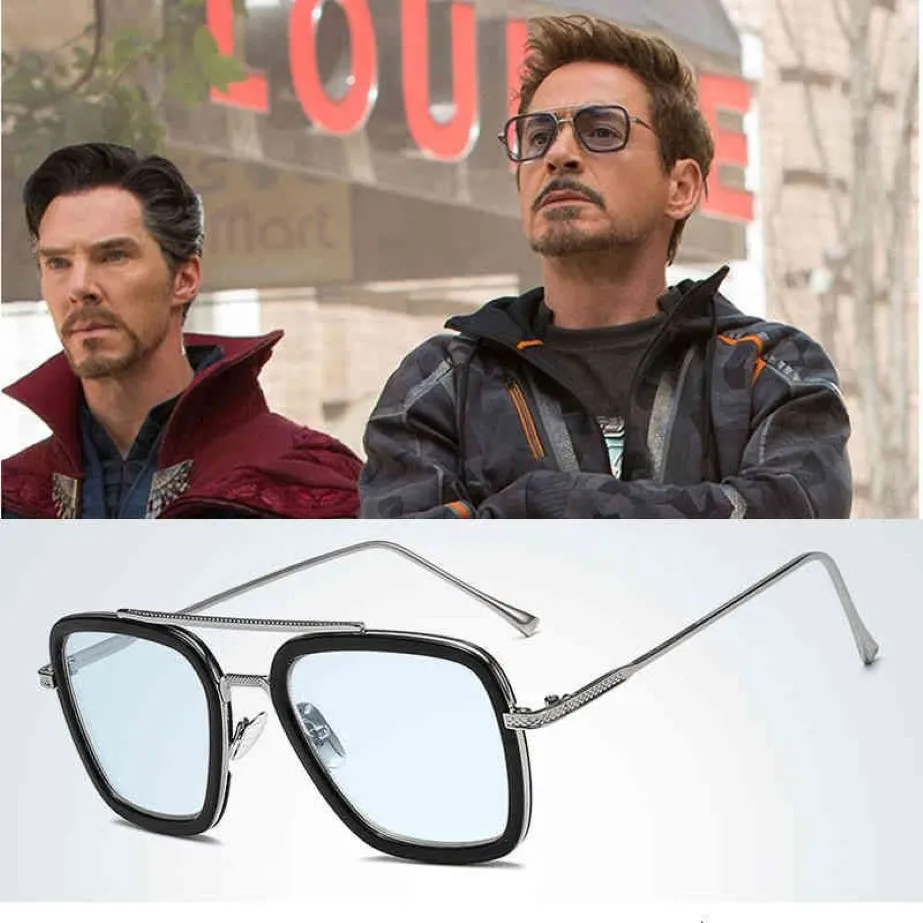 Tony Stark Flight 006 Stil Högkvalitativ solglasögon Män Square Aviation Design Sun Glasses Oculos de Sol UV400315Z