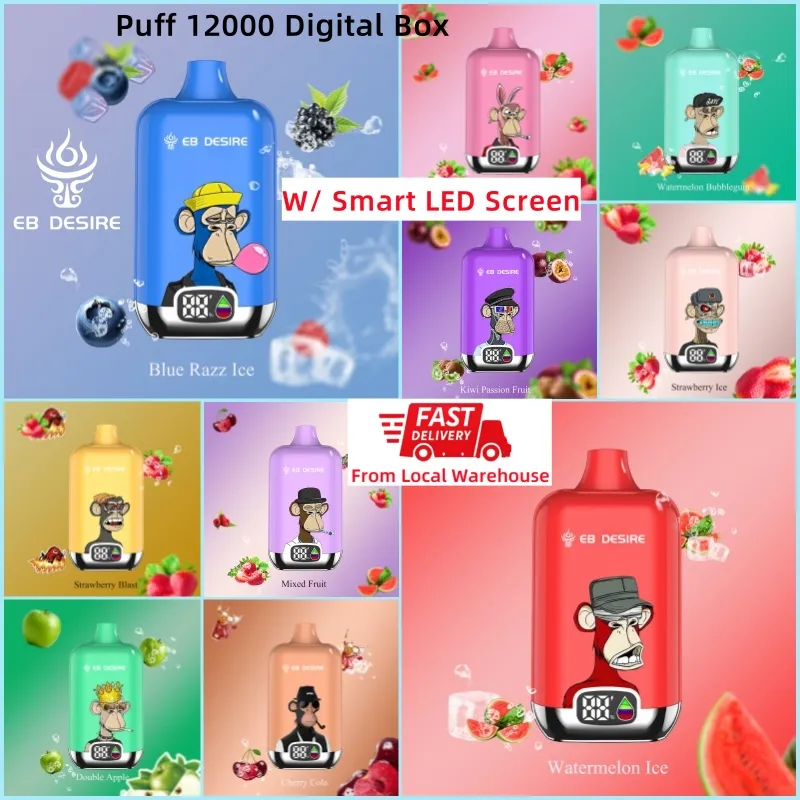 Original EB DESIRE puff 12k 20k 15k Puff 12000 20000 15000 puffs digital box e cigarette EU local warehouse 23ml LED screen randm vape tornado 9000 lost vaper mary vapes