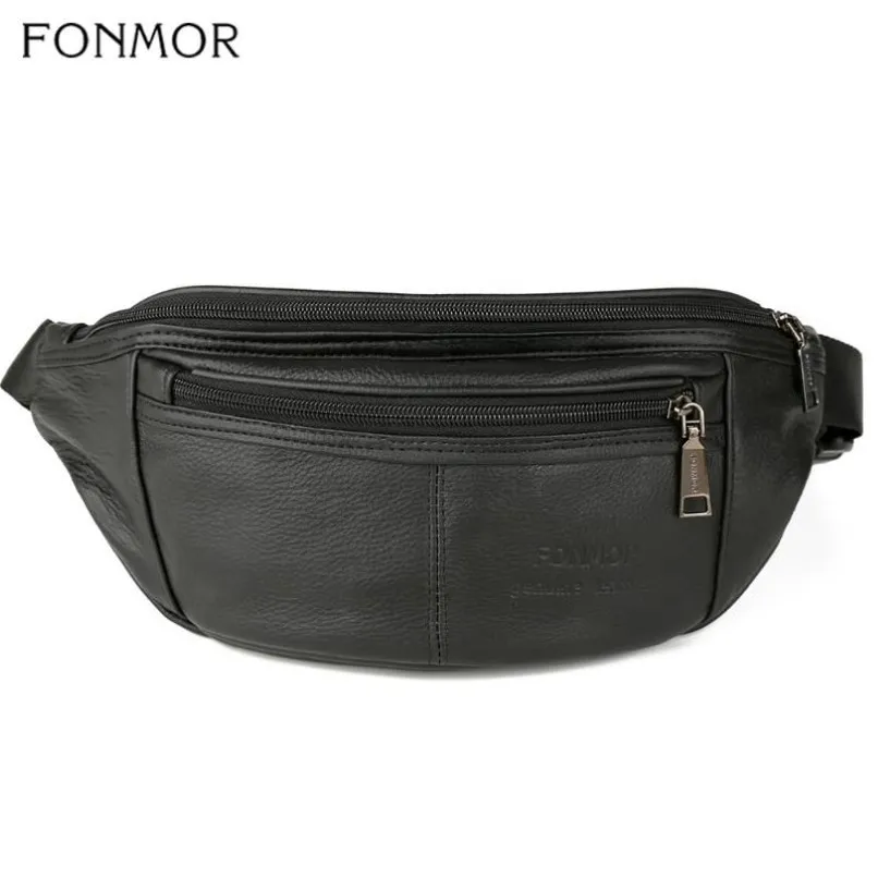 Waist Bags Fonmor Womens Antitheft Bag Fanny Pack Genuine Leather Belt Purse Small Phone Key Black Men Packs Unisex274A