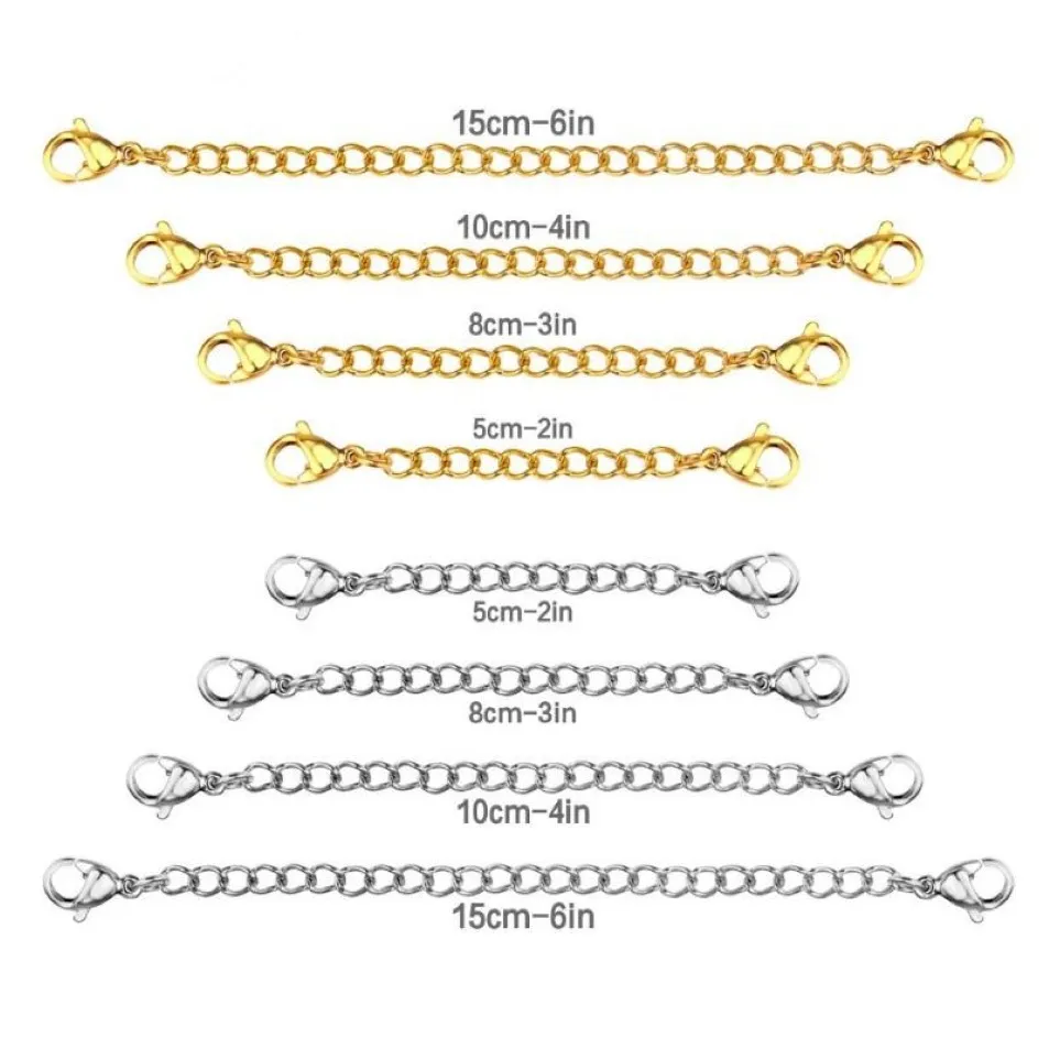 Chains Whole 8pcs lot 316L Plating Extended Chain Necklace Stainless Steel Rolo Gold Color 2 3 4 6 Inch ChainChains260M