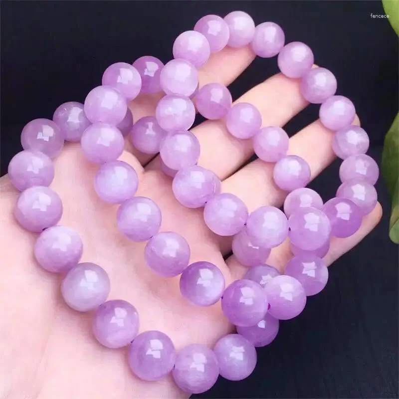 Bracelets à maillons 12MM Naturel Kunzite Violet Spodumene Pierre Perles Bracelet Femmes Charme Simple Cercle Strand Bracelets Yoga Énergie Poignet Bijoux