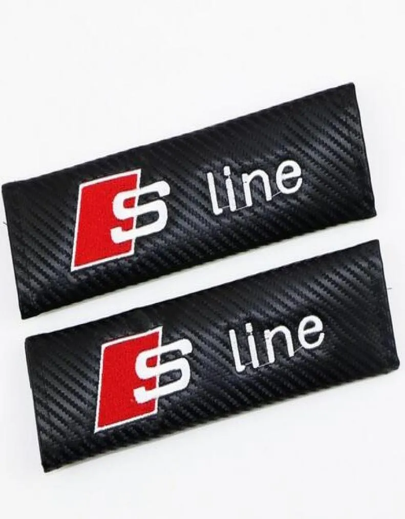 Bilklistermärke S Line RS Development Car Safety Säkert bälte Cover Soft Carbon Fiber Grain Pu Strap för bilstyling8967315