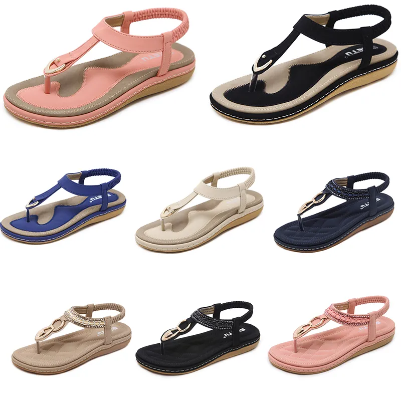 Chaussures féminines 2024 Sandales d'été basses Talons de surface de surface maman maman noir blanc grand taille 35-42 J34 Gai 191