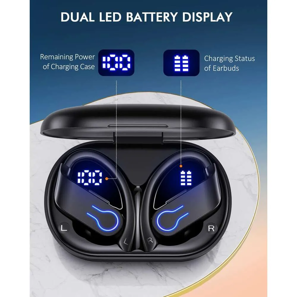 Kablosuz Kulaklıklar 120H Oyun Süresi 5.3 Kulak Tomurcukları Spor Hi-Fi Stereo Kulaklıklar LED Ekranlı Şarj Kahası Kulaklıklar Egzersiz Audifonos Bluetooth