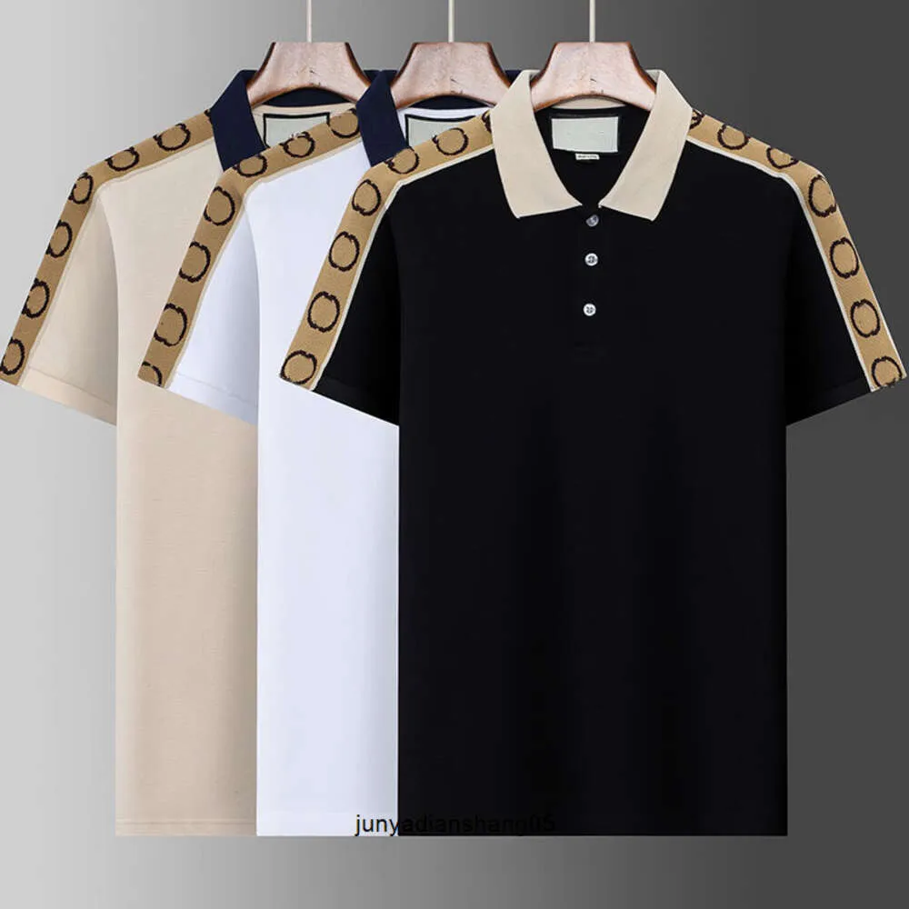 Mens Polos Gg Luxury Designer Men Polo Neck Short Sleeve High Street Fashion Color Block Snake Bee Letter Printed Embroidery t Quality Cotton