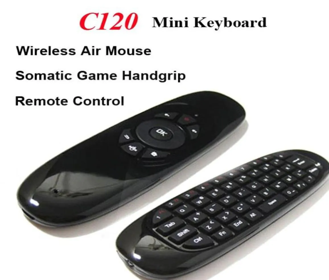 Fernbedienung 24G Wireless Fly Gaming Air Mouse C120 Tastatur 3D Somatic Griff Controller für Laptop Settopboxen Android TV4834779