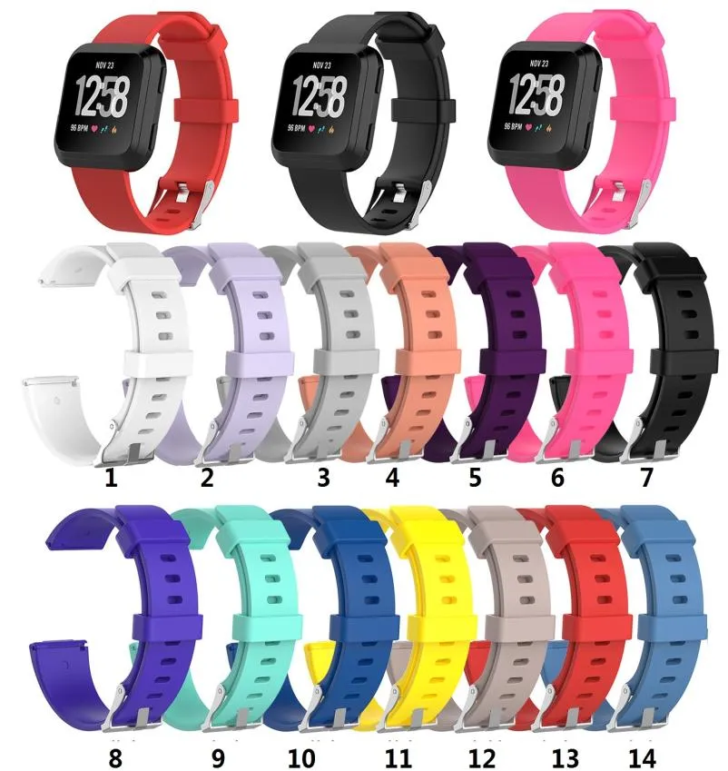 För Fitbit Versa 2 1 Versa Lite Soft Silicone TPE Ersättning Watch Bands Armband Armband Bandbar bältesband 20pcslot1735366