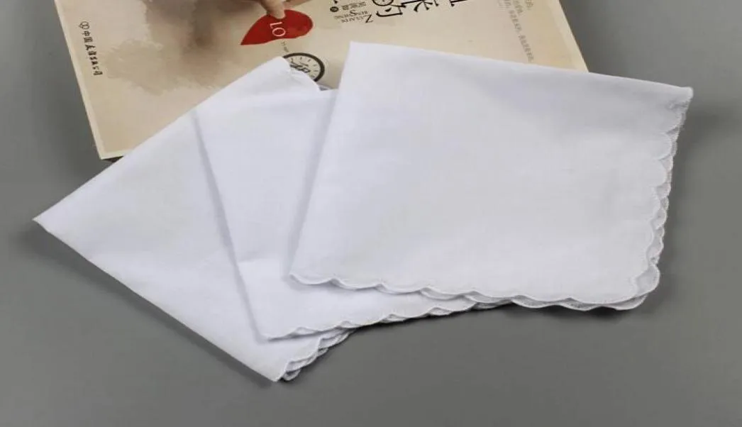 120pcsCotton Handkerchiefs Towels Cutter DIY Blank scallop Handkerchief Party Decoration Cloth Napkins Craft Vintage Hanky Oman We1182208