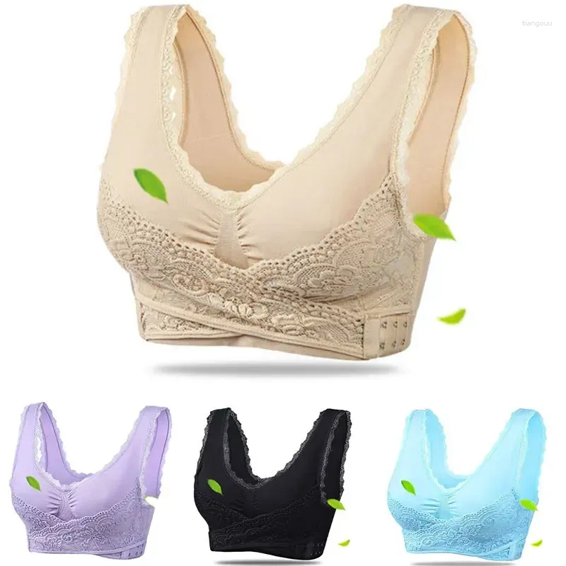 BHs Unterwäsche 3XL Plus Größe Sexy Spitze Bralette Solide Kreuz Seite Schnalle BH Büstenhalter Wireless Push Up Für Frauen Dessous S.