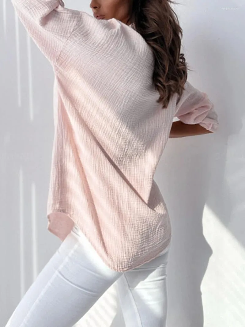 Женские блузки, женская хлопково-льняная рубашка на пуговицах, топы большого размера с длинными рукавами, легкая повседневная блузка, футболки с карманами для груди