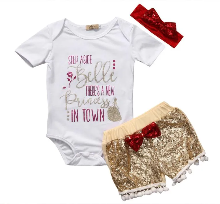 Baby Mädchen Outfits Kinder Schleife Blumendruck Stirnband Strampler Hose 3er Set Kinder Baumwolle Ha Yi Kleidung Anzüge8795915