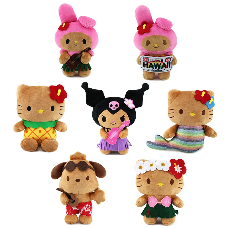 ハワイ柄 サンリオ ハローキティ クロミちゃん モチモチぬいぐるみ 4体セット ハワイ柄 サンリオ ハローキティ クロミちゃん モチモチ