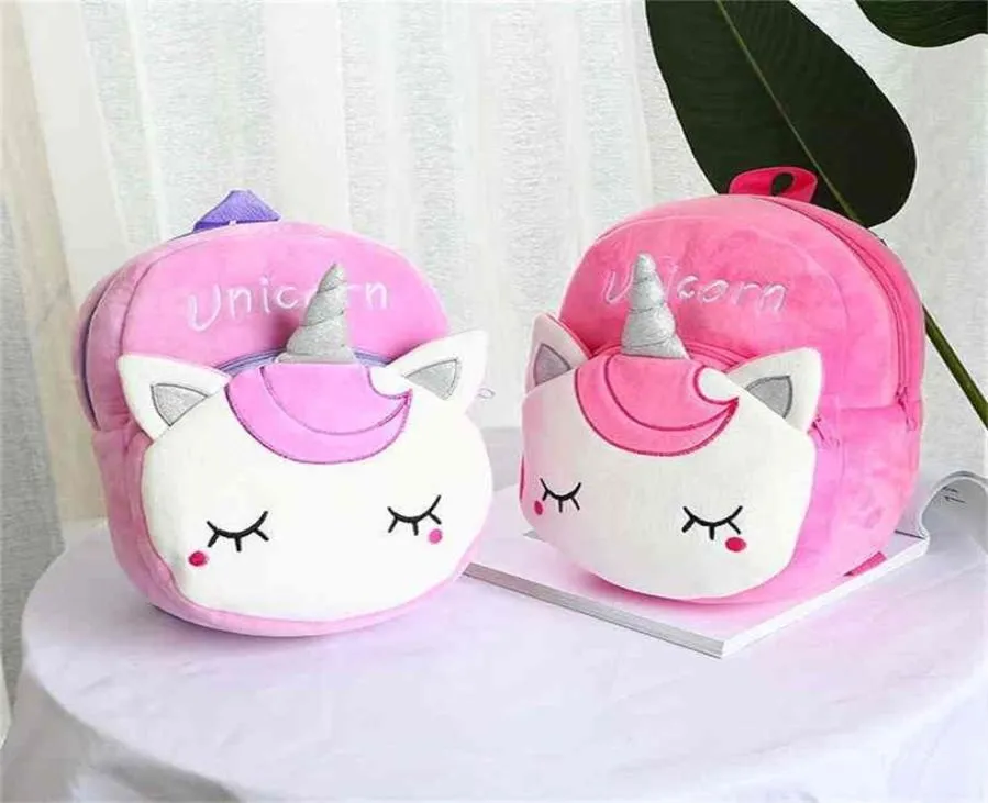 Mode bébé licorne en peluche sac à dos pour enfants épaules rose mignon sacs garçons filles mignon dessin animé Mini épaules sacs étudiant fourre-tout7381629