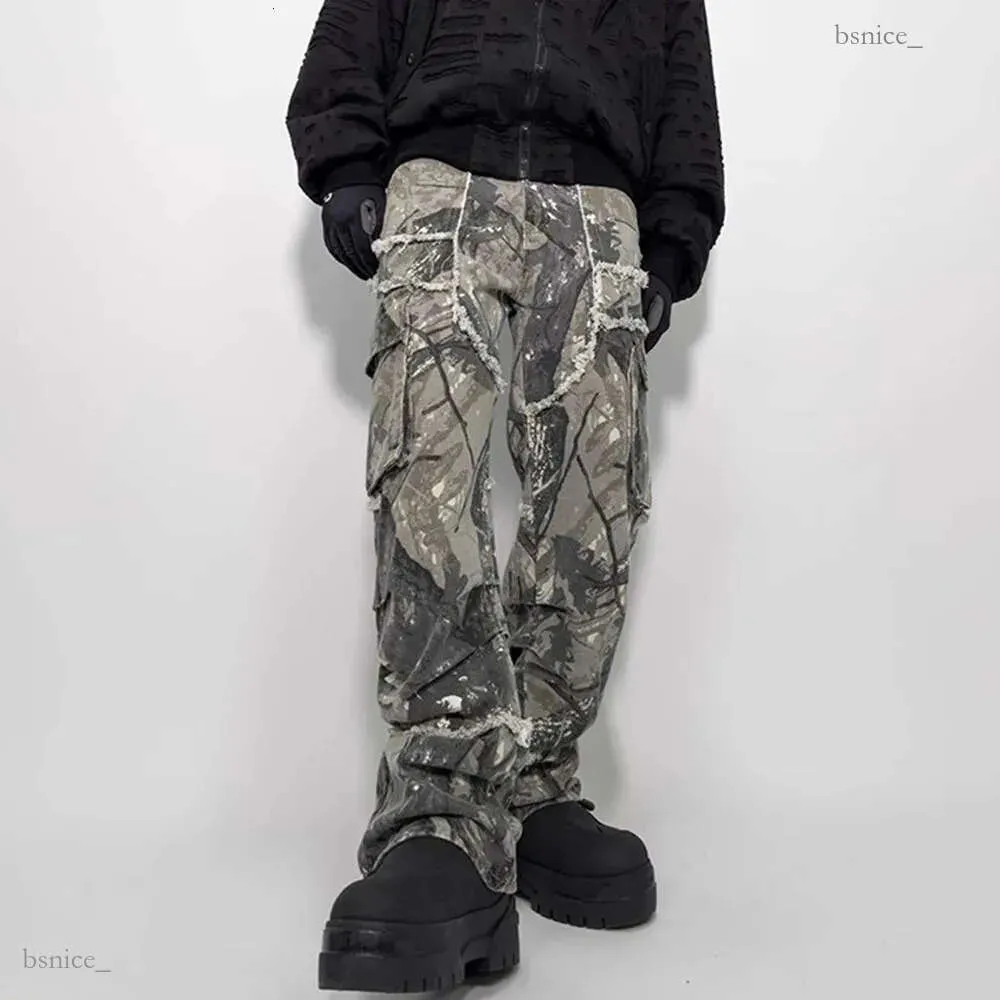 Męskie spodnie Made Extreme Dżungle Camo Liść Spodnie luźne proste spodnie streetwearu Mężczyzn