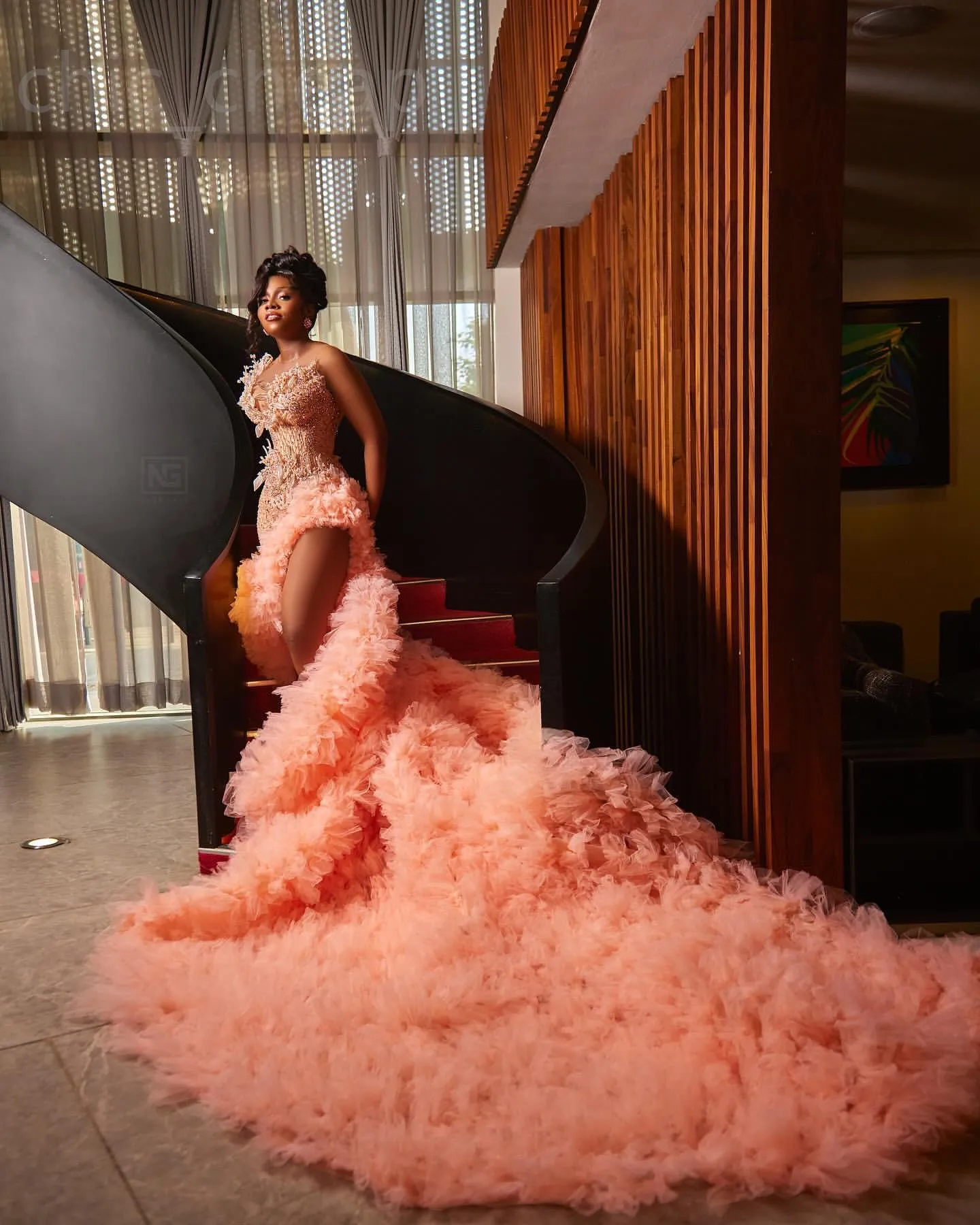 DHgate Aso Ebi Mermaid Pink Prom Dress Lace Pearls Crystals Evening Formal Party Second Reception Th Birthday Engagement Gowns Dresses Robe De Soiree ZJ Es Wedding Party Events