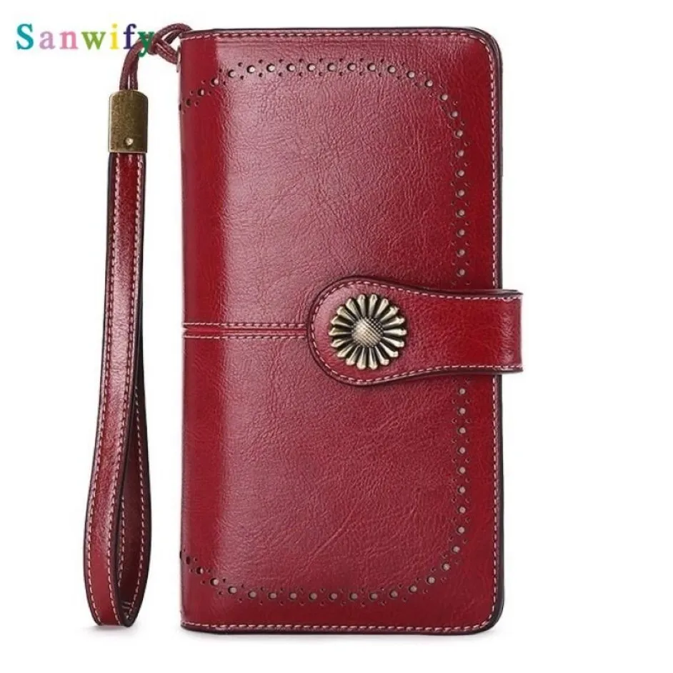 Wallets Fashion Women Clutch Wallet Cow Leather Female Long Zipper Purse Strap Coin Iphone223x