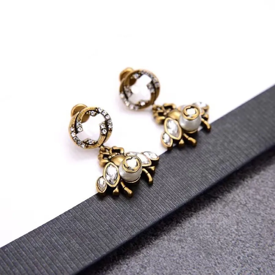 Pendientes con dijes de moda de diseñador de lujo para mujer, pendientes con colgante de abeja para mujer, regalo para amantes de la fiesta, joyería de compromiso 271d